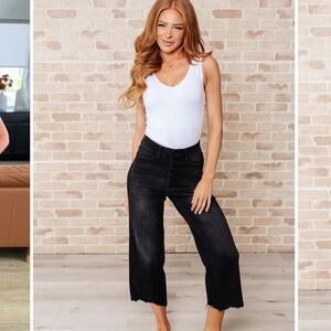 Judy Blue Black High-Rise Cropped Wide-Leg Jeans Size 1/25